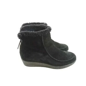 Stuart Weitzman Suede Wedge  Zipper Booties - Black - 8 1/2 N